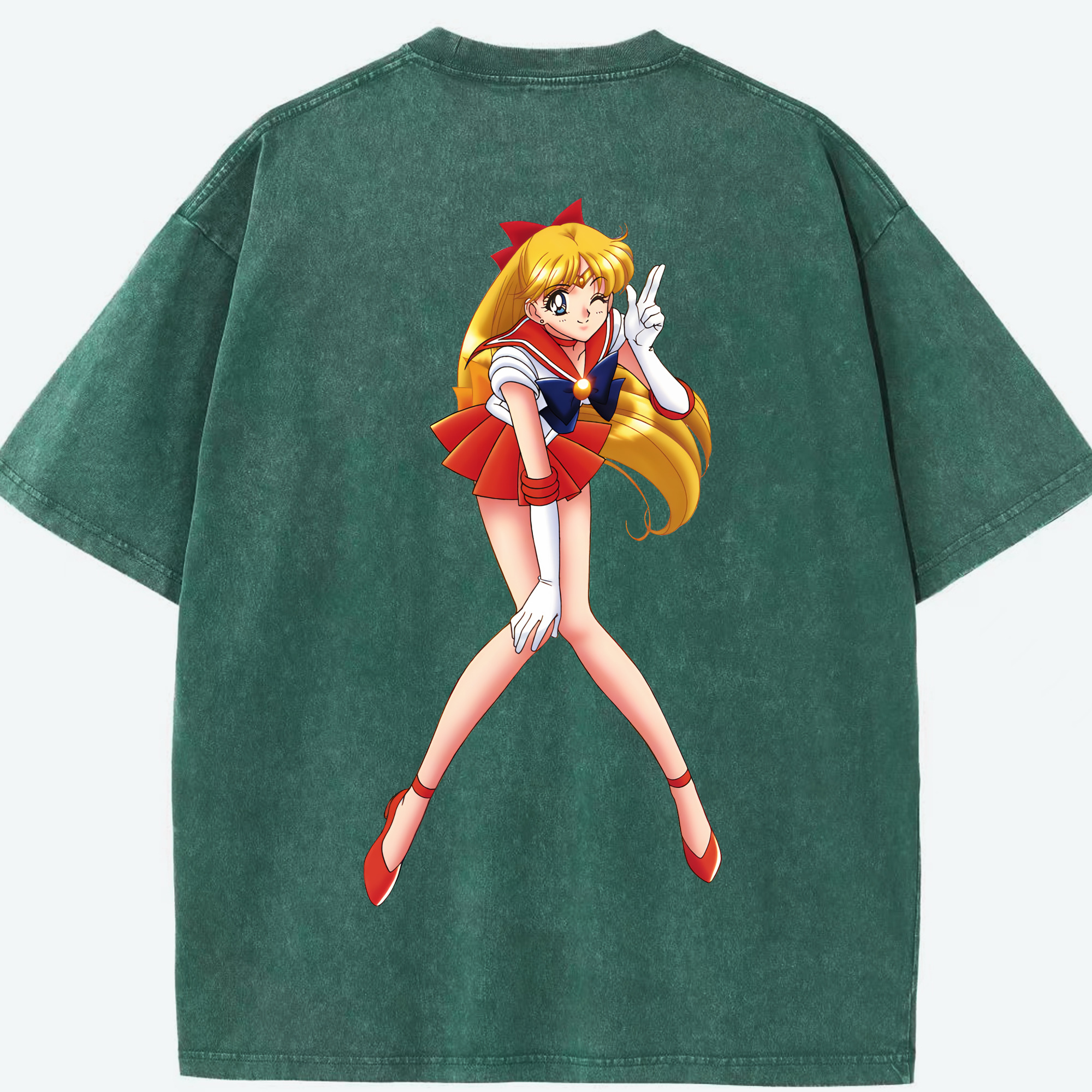 （画像用） 美少女戦士セーラームーン 愛野 美奈子 あいの みなこ Sailor Moon Aino Minako 綿100% ヴィンテージ風 半袖Tシャツ（背面プリント）